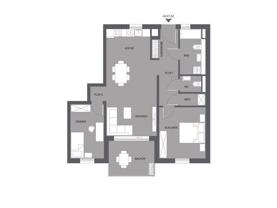 Ab sofort Bezugsfertig | 3-Zimmer Wohnung mit Balkon im 1. Obergeschoss | Süd-West | H4.01.02