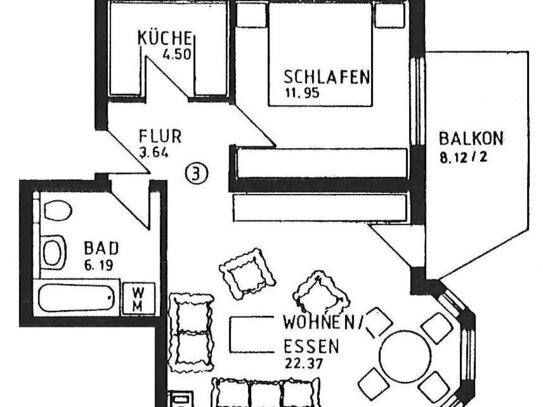 Unkomplizierte 2 Zimmerwohnung