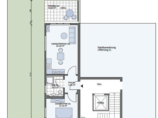 Alsdorf: Neubau - KfW 55 - EG - ca. 51 m² - 2 Zimmer - 2 Terrassen - 1 Garage und 2 Stellplätze