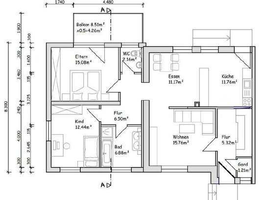 3,5-Zimmer-Wohnung mit Balkon und EBK in Rheinfelden Stadtgebiet