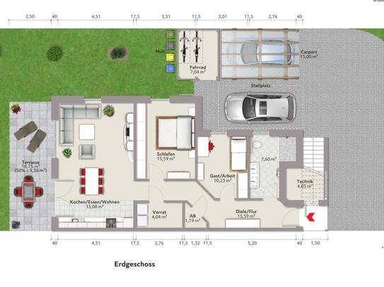 Neubau 3-Zimmer-EG-Wohnung im ZFH in stadtnaher Lage!