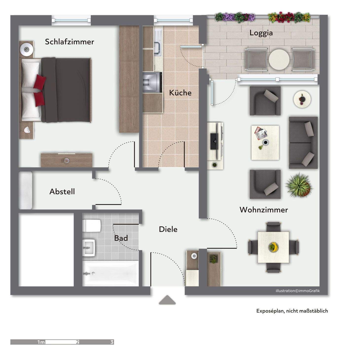 Helle 2-Zimmer-Wohnung inkl. TG-Stellplatz