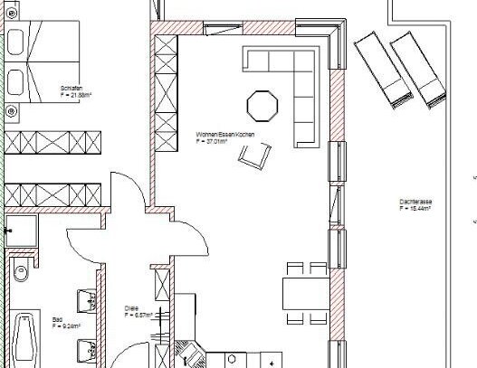 Moderne 2- Zimmerwohnung mit Dachterrasse