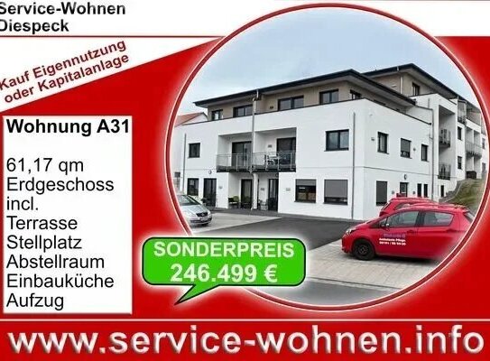 KAPITALANLAGE SERVICE-WOHNEN Diespeck Wohnung A31 seniorengerechtes wohnen auf hohem Niveau el. Rollos, Stellplatz, Auf…