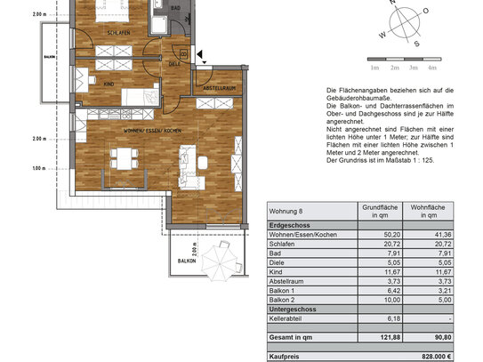 NEUBAU + 3 - Zi.- Dachgeschosswohnung mit Klimaanlage und 2 Balkonen