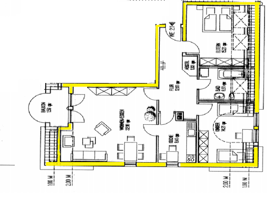 Varialbes 3-4 Zimmer Küche Bad Apartment (erweiterbar um ein 4. Zimmer (Maisonette))