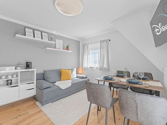 Modern möblierte 2-Zimmer DG-Wohnung mit Internet und PKW-Stellplatz in Schönaich