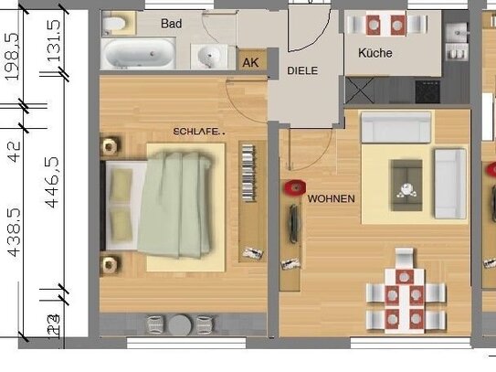 2,5 Zimmerwohnung im EG DU-Wanheimerort zu vermieten