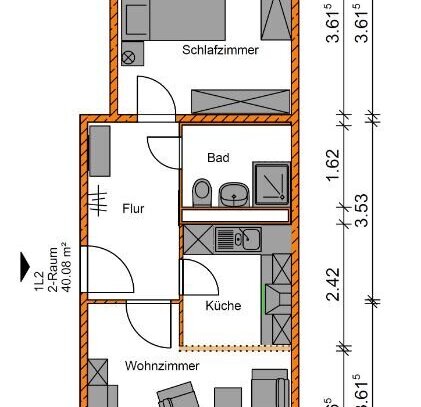 Provisionsfrei: Januar-Angebot! sofort vermietbare 2-Raumwohnung