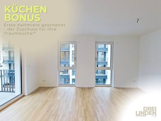 WOHNTRAUM mit KÜCHENZUSCHUSS: Moderne 3-Zimmer-Wohnung mit BALKON im Neubauprojekt DREILINDEN Living