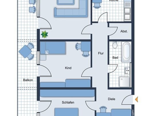 Gut vermietet und provisionsfrei: 3 Zi. Wohnung - 90 qm - Balkon und TG Stutensee-Blankenloch