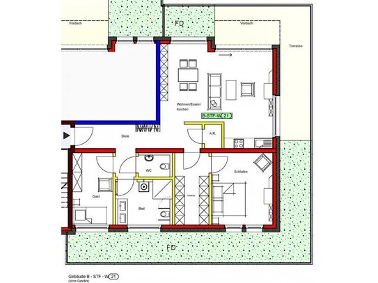 Neubau-KfW 40: Geb. B - Exklusives Penthouse (PH-B-21 - ca. 111 m²) - Wohnpark 60plus, Konz-Könen - KfW Förderung mögli…