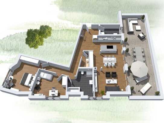 Exklusive Penthousewohnung an den Weinbergen Radebeuls mit 55 m² Dachterrasse