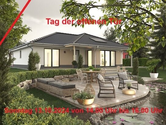 Winkelbungalow, Preis inkl. Grundstück, massiv gebaut