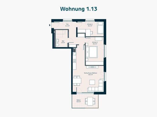 Neubau: 3-Zimmer-Wohnung mit Südbalkon