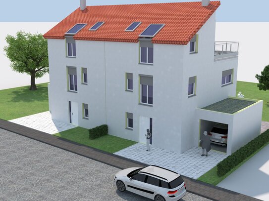 Moderne Doppelhaushälfte + Garage + Garten - Wärmepumpe + Solar inklusive (Neubauprojekt) !