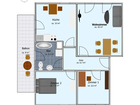 3-Zimmer-Dachgeschoßwohnung in Hamm-Westtünnen