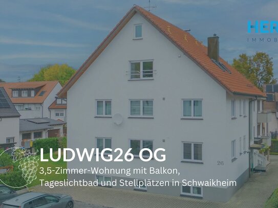 3,5-Zimmer-Wohnung mit Balkon, Tageslichtbad und Stellplätzen im Zentrum von Schwaikheim