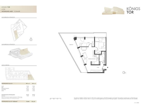 Moderne Dreizimmerwohnung mit umlaufenden Süd-Westbalkon