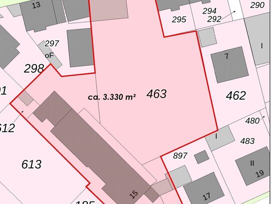 Baugrundstück 3.330 m² in Lünen Süd mit eingeschossigem Altbestand und Erschließung von 2 Straßen/Seiten!