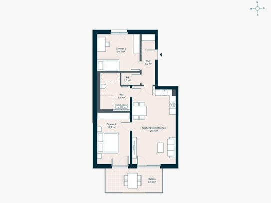 3 Zimmer Neubau-Wohnung mit Balkon