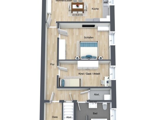 Neubau Erstbezug | 3 Zi 90 qm EG in Doppelhaus | Blick ins Grüne