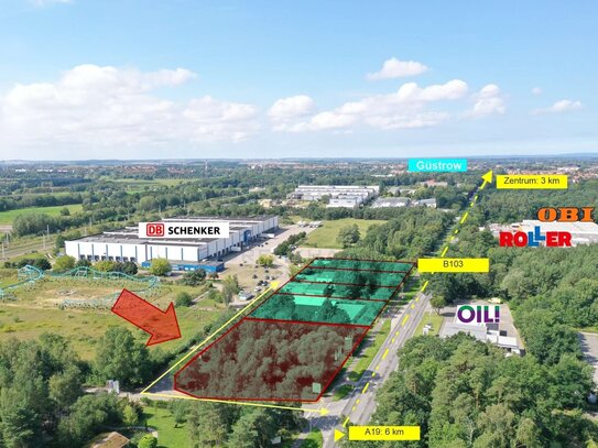 Werbewirksames Gewerbe-Eckgrundstück an der B103! 3 km ins Zentrum und 6 km zur BAB 19