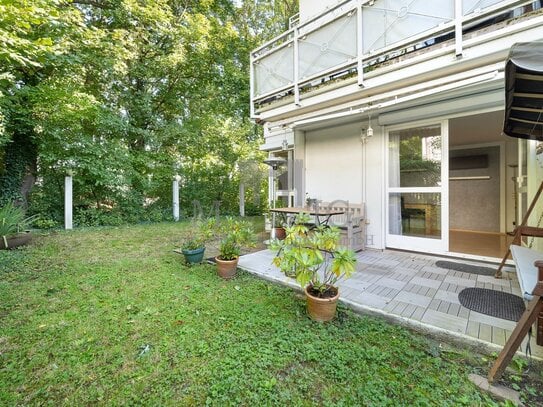 MÜNCHNER IG: Schicke & Bezugsfreie Garten-Wohnung mit Terrasse und EBK in ruhiger Wohnlage