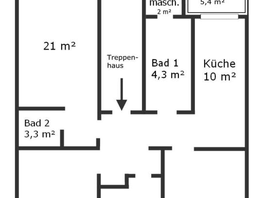 Helle WG-geeignete 4-Zimmer-Wohnung mit 2 Bädern für StudentInnen oder kleine Familie