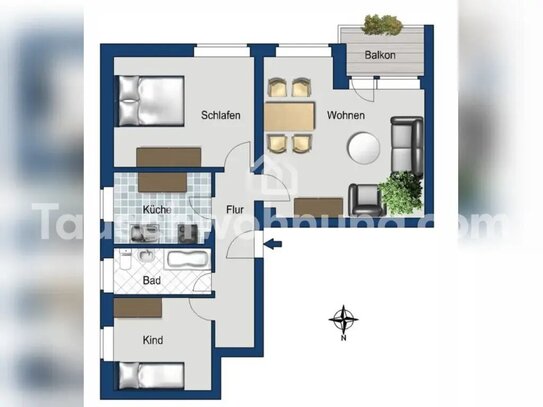 [TAUSCHWOHNUNG] 2,5 Zimmer Wohnung im Grünen