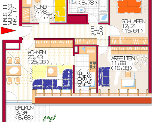 Kapitalanlage: 4 Zimmer DG Wohnung mit Balkon