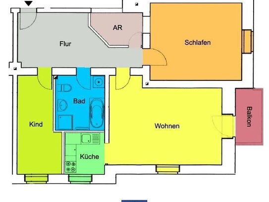 Gemütliche 3-Zimmerwohnung, Bad mit Wanne und Dusche, schöner Balkon!