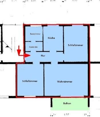 Helle ruhig gelegende 3-Zimmer Hochpaterre-Wohnung mit Balkon in Bahnhofsnähe zu vermieten