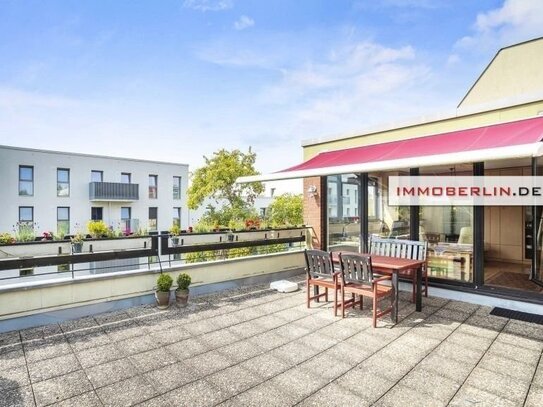 IMMOBERLIN.DE - Lichtdurchflutete Wohnung mit großer Südwestterrasse + Garagenplatz in Ruhiglage bei der Spree