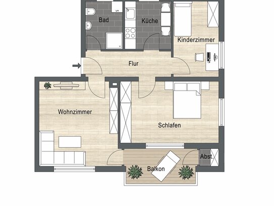 Sanierte 3,5-Raum-Wohnung mit Balkon in Laupheim