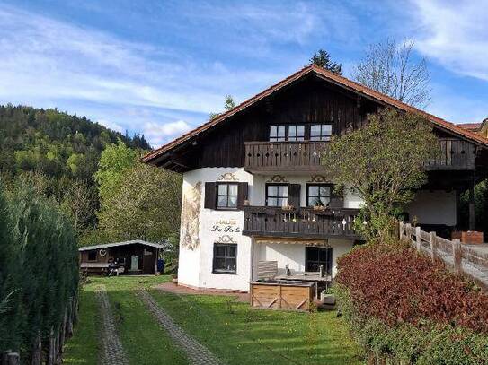 renovierte Eigentumswohnung mit Gartenanteil und Blockhütte in Bodenmais