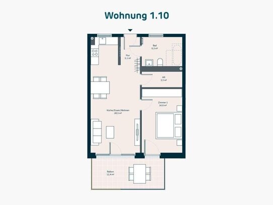 2-Zimmer-Wohnung mit Südbalkon