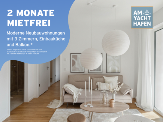 2 Nettokaltmieten geschenkt: Lichtdurchflutete 3-Zimmer-Wohnung mit EBK und Balkon!