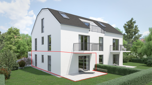 NEUBAU KfW-55!!! Super geschnittene 2-Zimmer-EG-Wohnung mit 115 m² Garten!!!