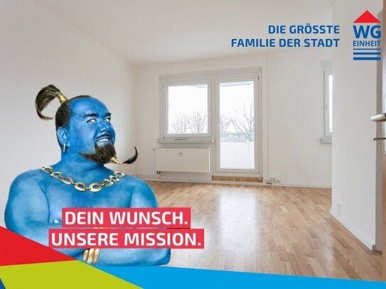 Dein Wunsch ist unsere Mission! 1-Raumwohnung, frisch vorgerichtet mit großem Balkon.