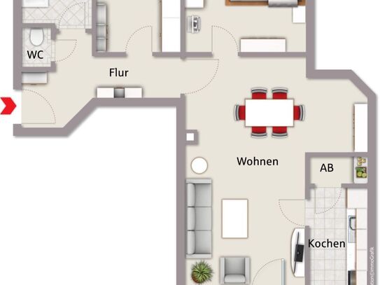 Zentrale, aber ruhige 3 Zimmer Wohnung in Stein mit Einbauküche und Tiefgaragenstellplatz