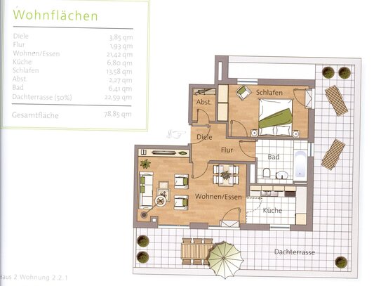 2-Zimmer-Wohnung mit großer Dachterrasse