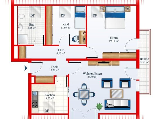 Helle Dachgeschoss Wohnung in ruhiger Lage von Merzig!