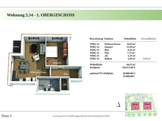 2 Zimmer 1.OG Neubau-Eigentumswohnung 2.34