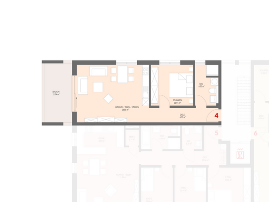 Neubau: 2-Zimmer Obergeschoss mit Balkon im Kanderpark, Binzen Nr.4