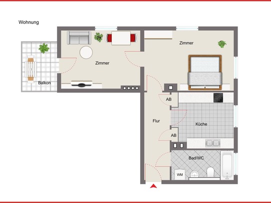 Schöne 2-R-Wohnung mit Balkon