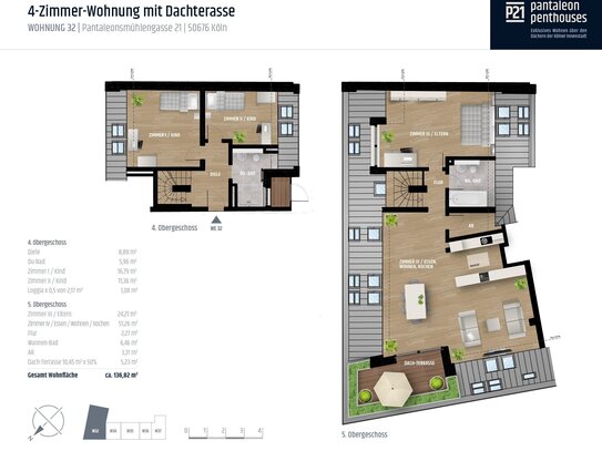 Exklusive 4 Zimmer Penthouse-Maisonettewohnung im Herzen Kölns, Neubau - Erstbezug