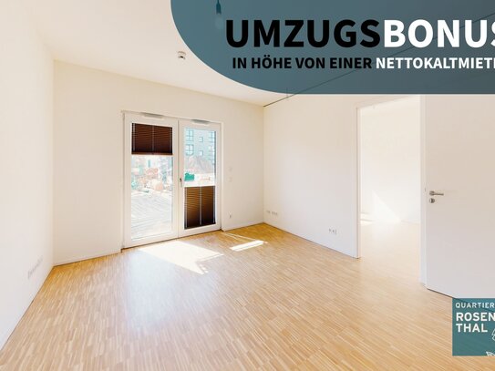 Der erste Monat MIETFREI: Moderne 2 Zimmer Wohnung mit Einbauküche und Terrasse zu vermieten!