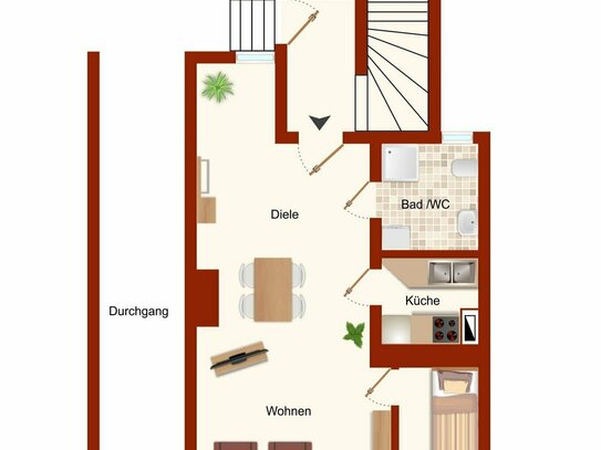 Kapitalanlage - vermietete 51m² - 2 Raum Eigentumswohnung - Stadtmitte von Gera - Erdgeschoss