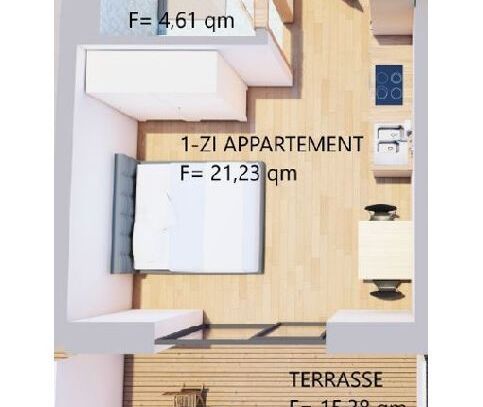 Möbliertes, helles 1-Zimmer-Appartement mit Terrasse in Kaufbeuren